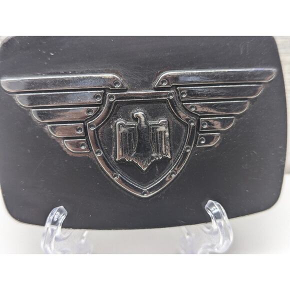 RARE Belt Buckle Eagle by Chrome Black Matte Gift approx. 3.5 x 2.5 in - Picture 2 of 6